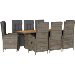 vidaXL Ensemble à manger de jardin 9 pcs coussins gris résine tressée pas cher