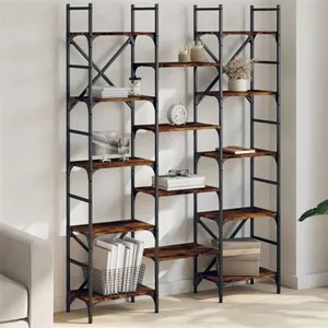 vidaXL Bibliothèque chêne fumé 127,5x28,5x172,5 cm bois d'ingénierie pas cher