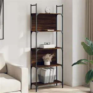 vidaXL Bibliothèque à 5 niveaux chêne marron 60,5x24x166,5 cm pas cher