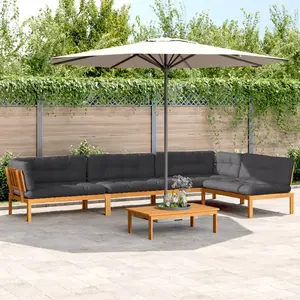 vidaXL Salon palette de jardin avec coussins 5pcs bois d'acacia massif pas cher
