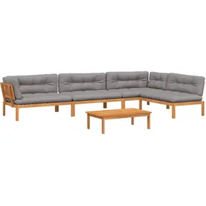 Comparateur de prix : vidaXL Salon palette de jardin avec coussins 5pcs bois d'acacia massif