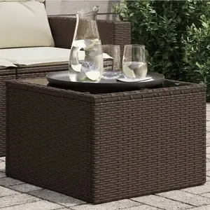 Comparateur de prix : vidaXL Table de jardin dessus en verre brun 55x55x37 cm résine tressée