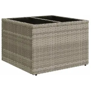 Comparateur de prix : vidaXL Table de jardin avec dessus en verre gris clair résine tressée