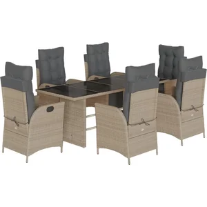 vidaXL Ensemble à manger de jardin et coussins 7 pcs gris clair rotin pas cher
