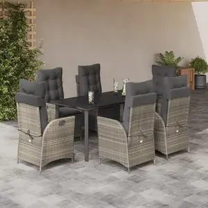 vidaXL Ensemble à manger de jardin et coussins 7 pcs gris clair rotin pas cher
