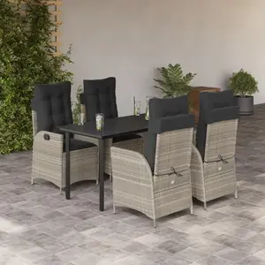 vidaXL Ensemble à manger de jardin et coussins 5 pcs gris clair rotin pas cher