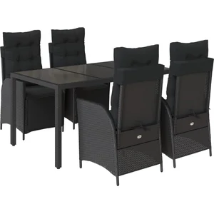 Comparateur de prix : vidaXL Ensemble à manger de jardin coussins 5pcs Noir Résine tressée