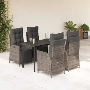 vidaXL Ensemble à manger de jardin 5 pcs coussins gris résine tressée pas cher