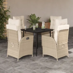 vidaXL Ensemble à manger de jardin avec coussins 5pcs Beige poly rotin pas cher