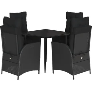 vidaXL Ensemble à manger de jardin coussins 5pcs Noir Résine tressée pas cher