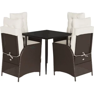 vidaXL Ensemble à manger de jardin 5 pcs et coussins marron poly rotin pas cher