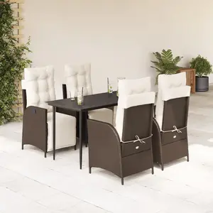 vidaXL Ensemble à manger de jardin 5 pcs et coussins marron poly rotin pas cher
