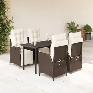 vidaXL Ensemble à manger de jardin 5 pcs et coussins marron poly rotin pas cher