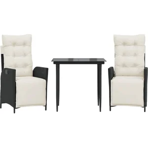 vidaXL Ensemble à manger de jardin avec coussins 3 pcs Noir pas cher