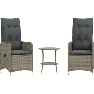 vidaXL Chaises inclinables de jardin lot de 2 et table résine tressée pas cher
