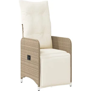 vidaXL Chaises inclinables de jardin lot de 2 avec table beige rotin pas cher