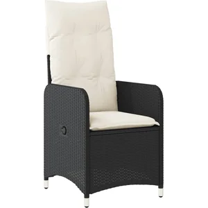 vidaXL Chaise inclinable de jardin avec coussins noir résine tressée pas cher