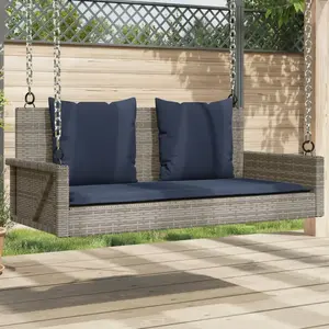vidaXL Banc à bascule avec coussins Gris 119 x 56 x 48 cm Résine tress... pas cher