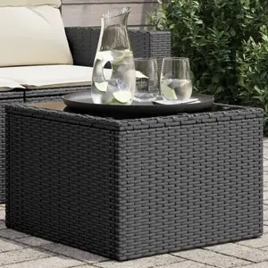 Comparateur de prix : vidaXL Table de jardin dessus en verre noir 55x55x37 cm résine tressée