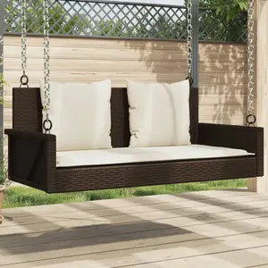 vidaXL Balancelle avec coussins marron 119x56x48 cm résine tressée pas cher