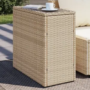 Comparateur de prix : vidaXL Table d'appoint de jardin avec dessus en verre beige rotin