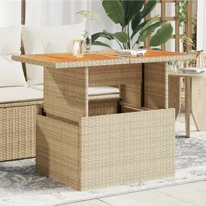 Comparateur de prix : vidaXL Table de jardin beige 100x55x73cm résine tressée et bois acacia