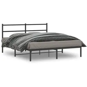 vidaXL Cadre de lit métal avec tête de lit noir 160x200 cm pas cher