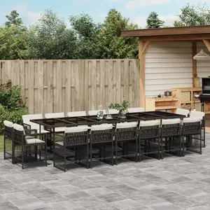 vidaXL Ensemble à manger de jardin 17 pcs coussins noir résine tressée pas cher