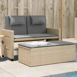 vidaXL Banc inclinable de jardin avec coussins beige résine tressée pas cher