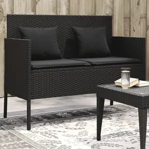 vidaXL Banc de jardin avec coussins noir résine tressée pas cher