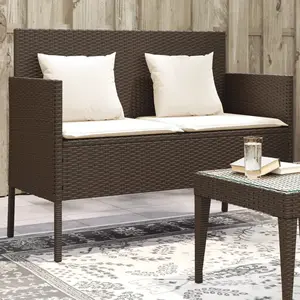 vidaXL Banc de jardin avec coussins marron résine tressée pas cher
