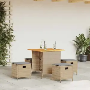 Comparateur de prix : vidaXL Ensemble à manger de jardin avec coussins 5pcs Beige poly rotin