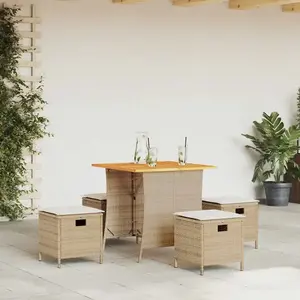 Comparateur de prix : vidaXL Ensemble à manger de jardin avec coussins 5pcs Beige poly rotin