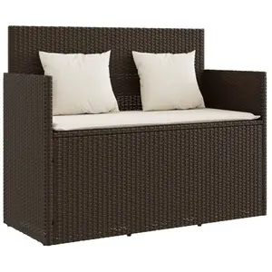 vidaXL Banc de jardin avec coussins marron résine tressée pas cher