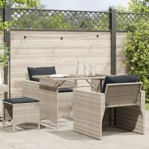 vidaXL Salon de jardin 4 pcs avec coussins gris clair résine tressée pas cher