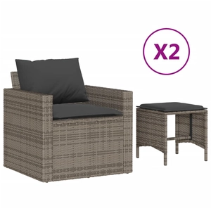 vidaXL Salon de jardin 4 pcs avec coussins gris résine tressée pas cher