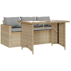vidaXL Ensemble à manger de jardin et coussins 2 pcs beige poly rotin pas cher