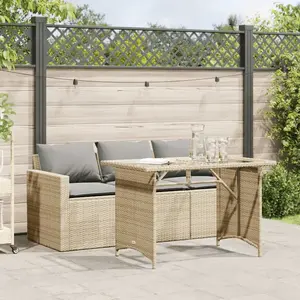 Comparateur de prix : vidaXL Ensemble à manger de jardin et coussins 2 pcs beige poly rotin