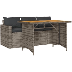 vidaXL Ensemble à manger de jardin et coussins 2 pcs gris rotin pas cher