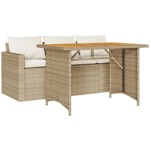 vidaXL Ensemble à manger de jardin et coussins 2 pcs beige poly rotin pas cher