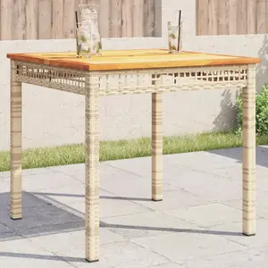 Comparateur de prix : vidaXL Table de jardin beige 80x80x75 cm résine tressée et bois acacia