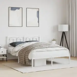 vidaXL Cadre de lit métal avec tête de lit blanc 140x200 cm pas cher