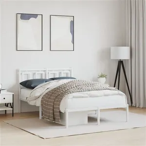 vidaXL Cadre de lit métal avec tête de lit blanc 120x200 cm pas cher