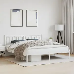 Comparateur de prix : vidaXL Cadre de lit métal avec tête de lit blanc 183x213 cm