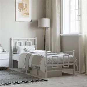 vidaXL Cadre de lit métal avec tête de lit/pied de lit blanc 80x200 cm pas cher