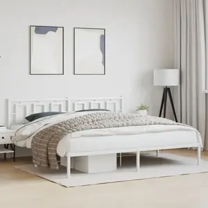 vidaXL Cadre de lit métal avec tête de lit blanc 200x200 cm pas cher