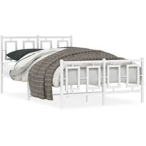 vidaXL Cadre de lit métal avec tête de lit/pied de lit blanc 120x190cm pas cher