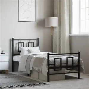 vidaXL Cadre de lit métal avec tête de lit/pied de lit noir 75x190 cm pas cher