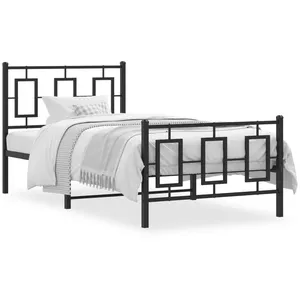 vidaXL Cadre de lit métal avec tête de lit/pied de lit noir 90x200 cm pas cher