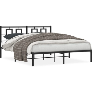 vidaXL Cadre de lit métal avec tête de lit noir 193x203 cm pas cher